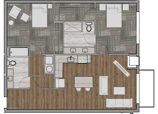 Apartment Floor Plans Rochester Hills MI - Cedar Valley Luxury Apartments - unit-c