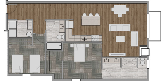 Apartment Floor Plans Rochester Hills MI - Cedar Valley Luxury Apartments - unit-l